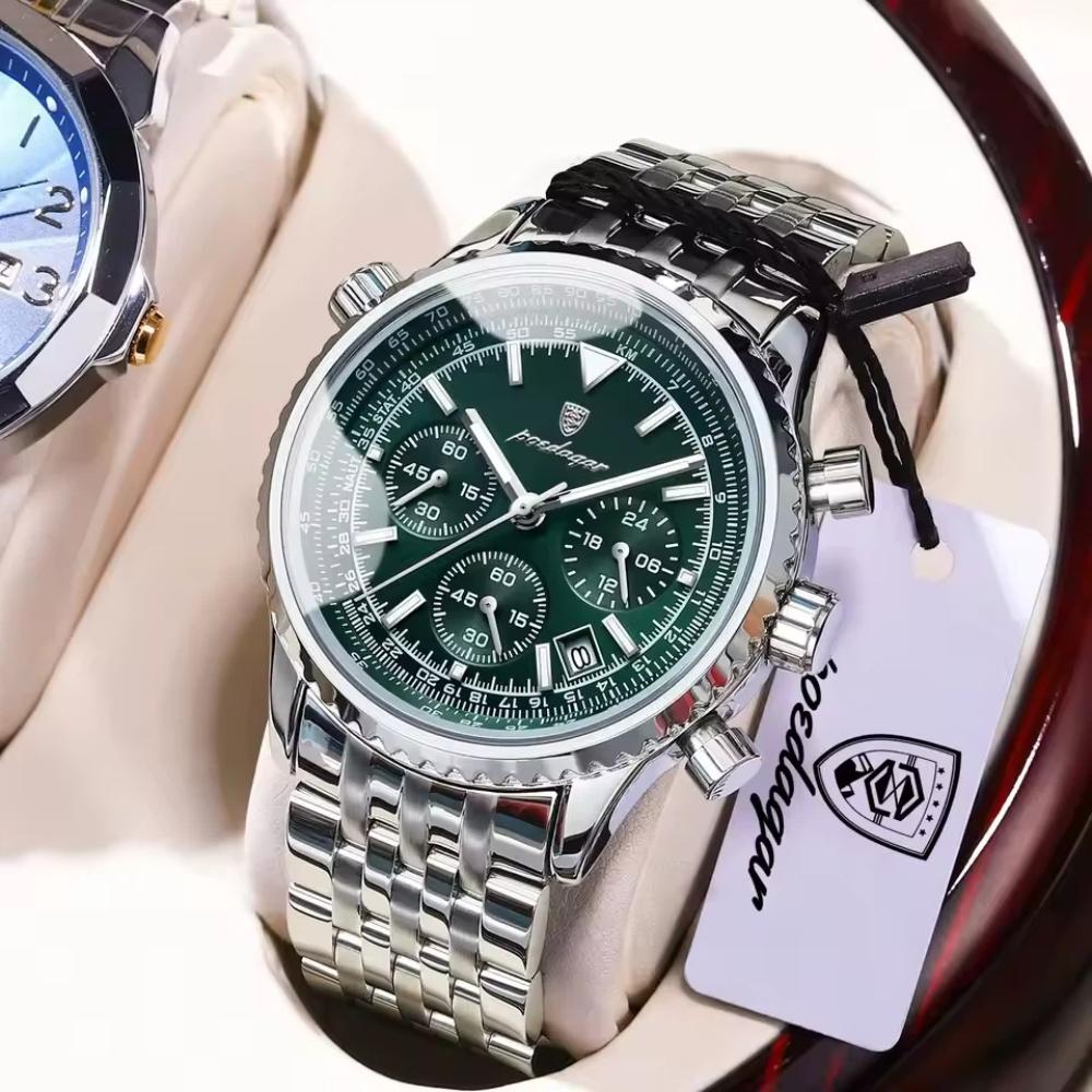 POEDAGAR Casual Man Clock Chronograph Date Waterproof Luminous Quartz Watches Stainless Steel Fashion Wristwatch Reloj