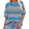 Женские повседневные свободные футболки с круглым вырезом и короткими рукавами в полоску с цифровой печатью для женщин