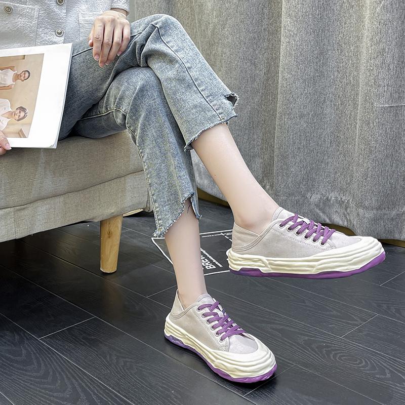 New Spring Casual Canvas Breathable Flat-soled Height-increasing Women's Sports Shoes Non-slip Comfortable Running Shoes NO: 801