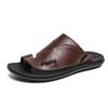 Fashion Summer Sandals High Quality Leather Men Bare Toe Slippers Men Shoes Slip On Casual Shoes Outdoor Mens Slides Comfy Beach Sandals