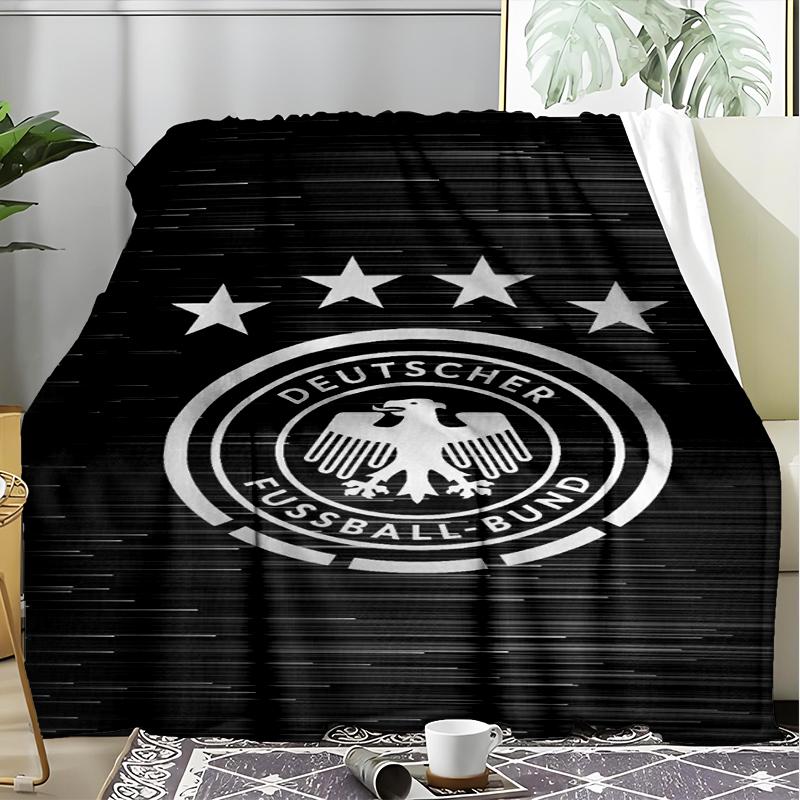 1PC German Football Emblem Printed Soft Flannel Blanket Throw for Adult Bedroom Living Room Sofa Camping Travel Fan gifts Christmas Gifts