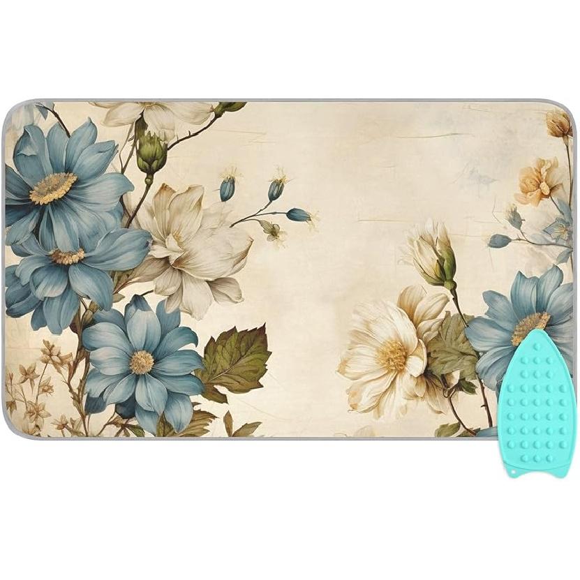 Коврик для глажки для стола Портативное дорожное одеяло для глажки Чехлы для гладильной доски Коврик для прессования Подушки для термопресса 27,6x47,2 дюйма Серые цветы