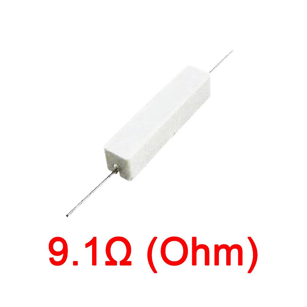 10PCS Wirewound Ceramic Cement Power Resistor Fixed Horizontal 20W Watt 0.1ohm - 100Kohm Vertical Axial Lead Resistance 5% 0.1/0.22/0.47/100/1K R Ohm