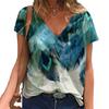 Summer Trend Women'S T-Shirt Sweet Women'S Feather 3D Printing Fashion Women'S V-Neck Short Sleeve