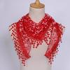 Sweet Pretty Elegant Hollow Tassel Lace Rose Floral Knit Triangle Mantilla Scarf Women Ladies Shawl Wrap Scarves