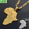 Anniyo Silver Color /Gold Color Africa Map With Flag Pendant Chain Necklaces African Maps Jewelry For Women Men #035321p