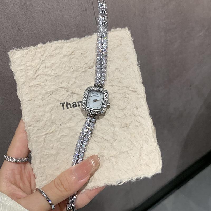 Ladies Watch Women'S Niche Light Luxury Temperament Full Of Diamonds Square Dial Bracelet Quartz Watch