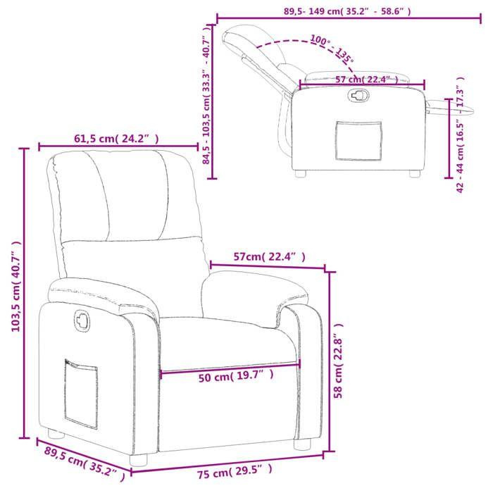 VidaXL Recliner Armchair, Relaxation Chair, Seat with Armrests and Backrest, Living Room TV Armchair, Modern, Grey 373450