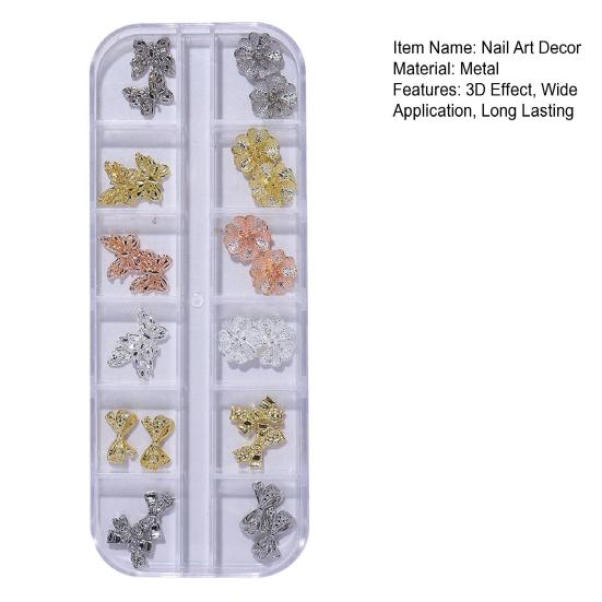 Nail Art 12 Mixed Shining Styles Three-dimensional Decor Sparkling DIY Grids Luxury Manicure Butterfly Ornament