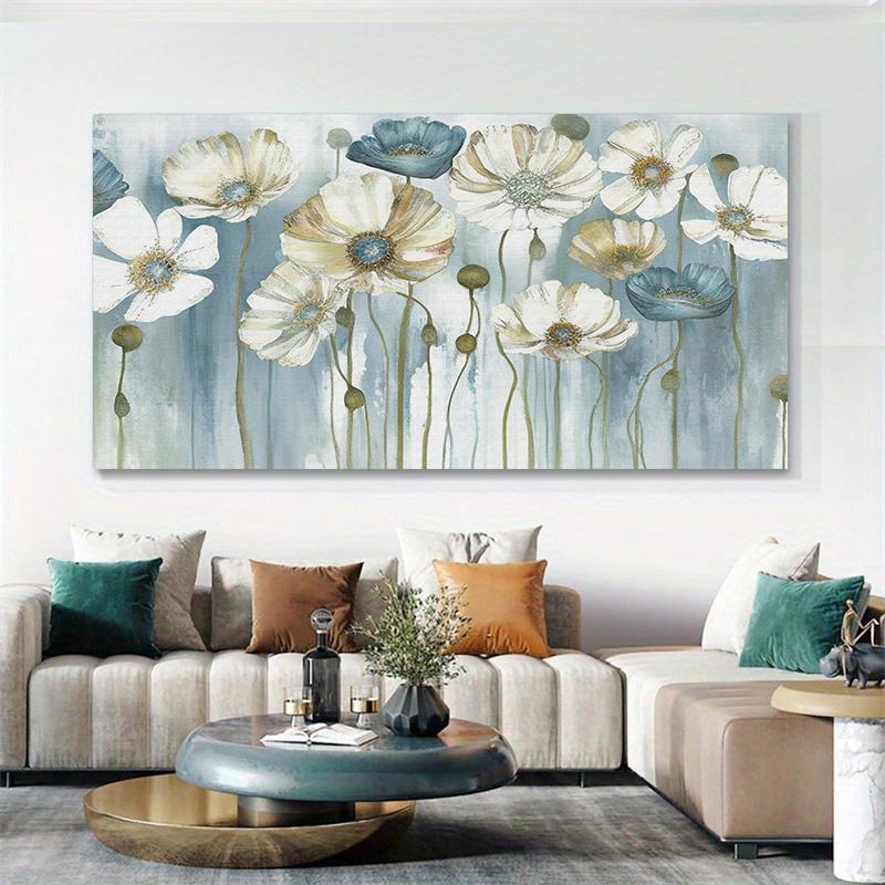 Modern Floral White Blue Watercolor Posters Wall Art Canvas Painting Prints Pictures Living Room Interior Home Decoration