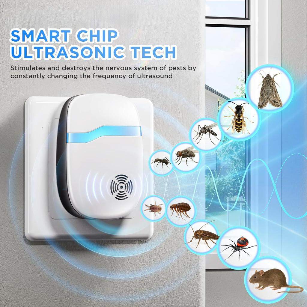 Ultrasonic repellent , Anti,rats, spiders, ants and cockroaches(6 Pack) White