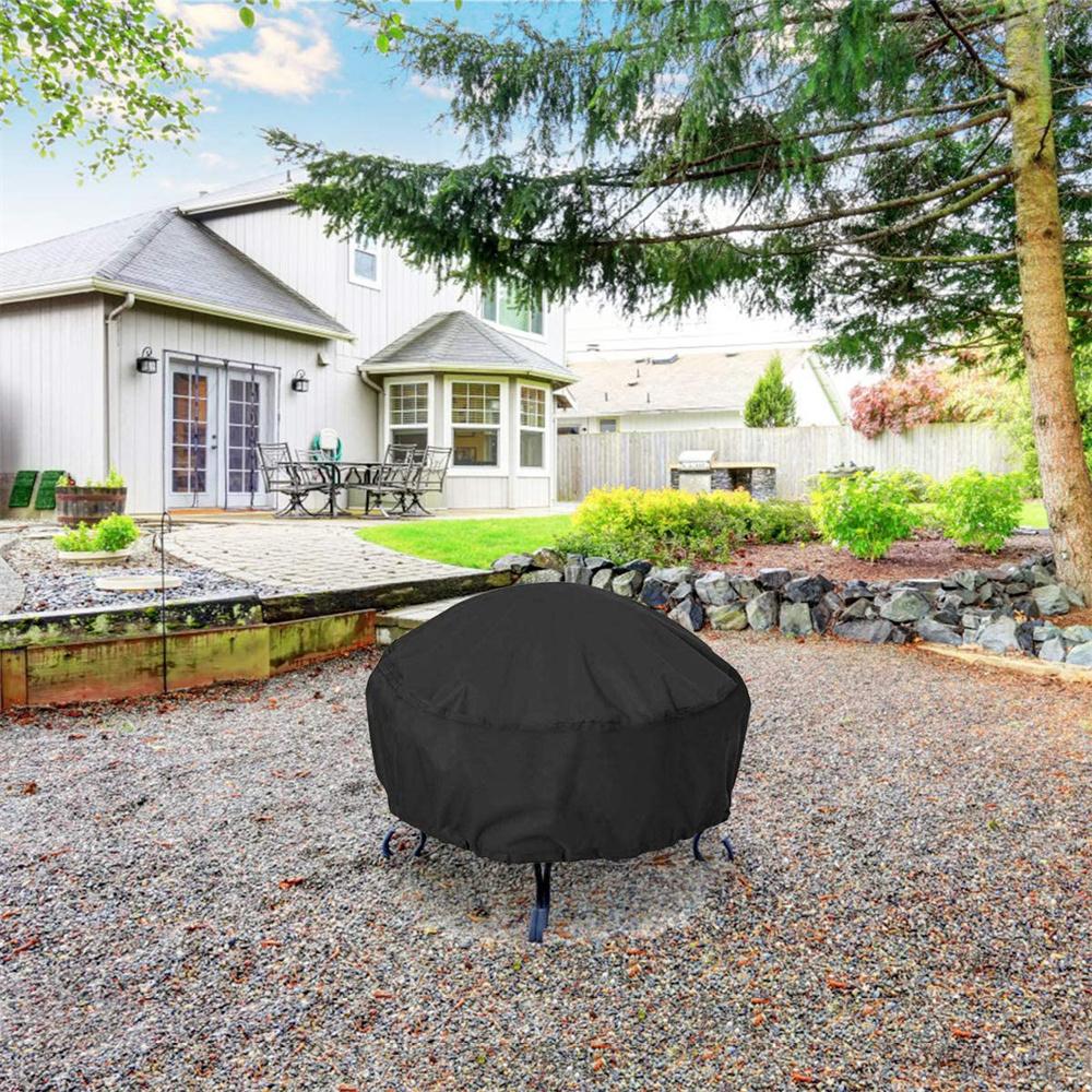 30inch Round Fire Pit Cover Waterproof Dirtproof Grill BBQ Protector Cover Black
