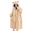 BREAORTION Hamster Pajamas for Long Cute and Casual for Fall and Winter Women, Skin-Friendly, Open-Front, Sleeves, Loungewear, (JP, Alphabet, L,