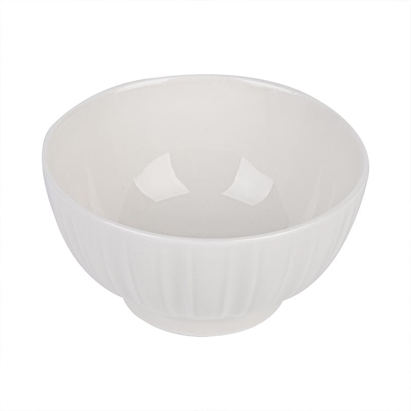 Household Ceramic Rice Bowl 4.5 Inch Japanese Stripe New Simple White Tableware High Aesthetic Underglaze Colour Solid Soup Bowl