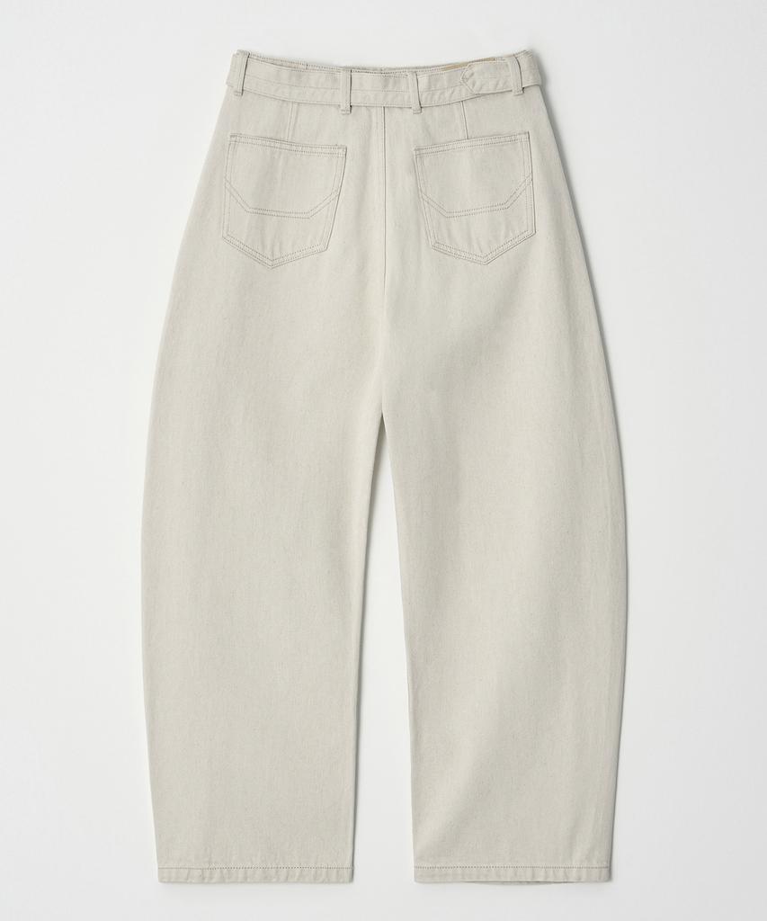 DTHIRTYONE Belted Wide Curve Denim Pants (Ivory)