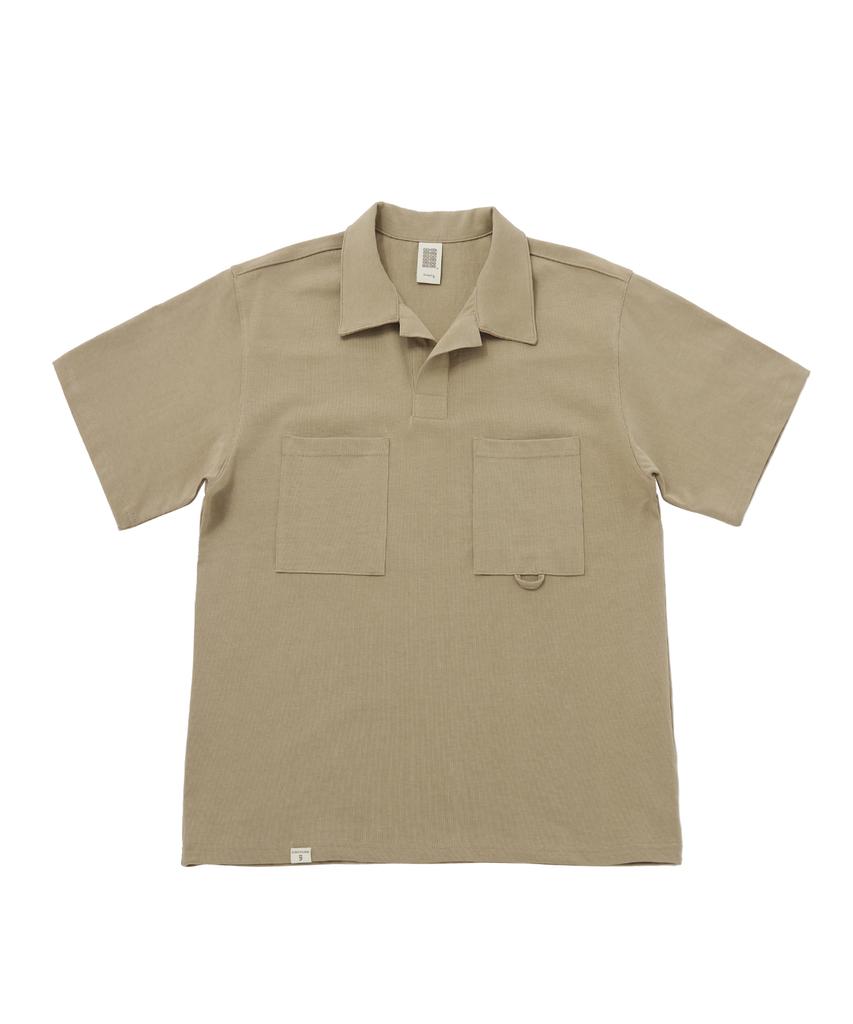 A NOTHING N-Bt Pocket 1/2 Collar-Tee (Beige)