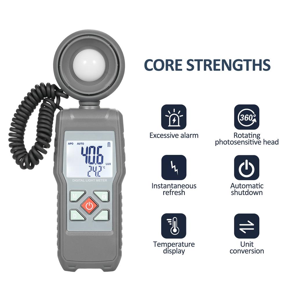 Люксметр Цифровой измеритель освещенности Ручной прибор для измерения температуры окружающей среды, диапазон вверх