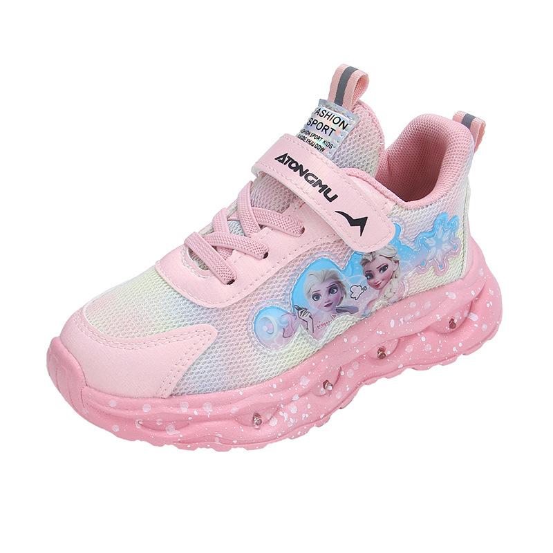 Girls' shoes with lights2026Spring and Autumn New Mesh Breathable Children's Sports Shoes Princess Baby Running Shoes