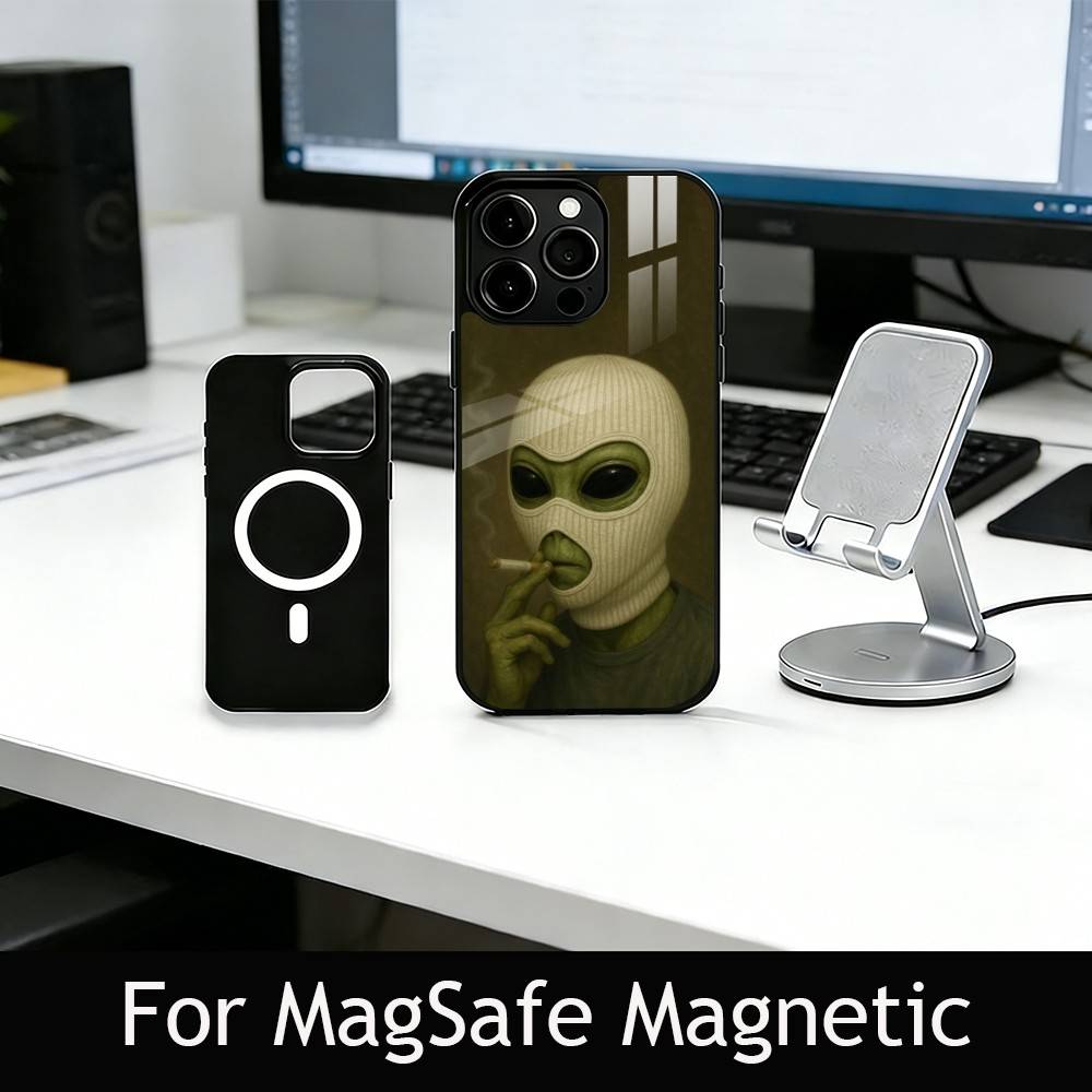 F-Смешной A-Инопланетный Чехол Для Телефона Для iPhone17,16,15,14,13,12,11 Plus,Pro Магнитный Для Magsafe Беспроводной Зарядки