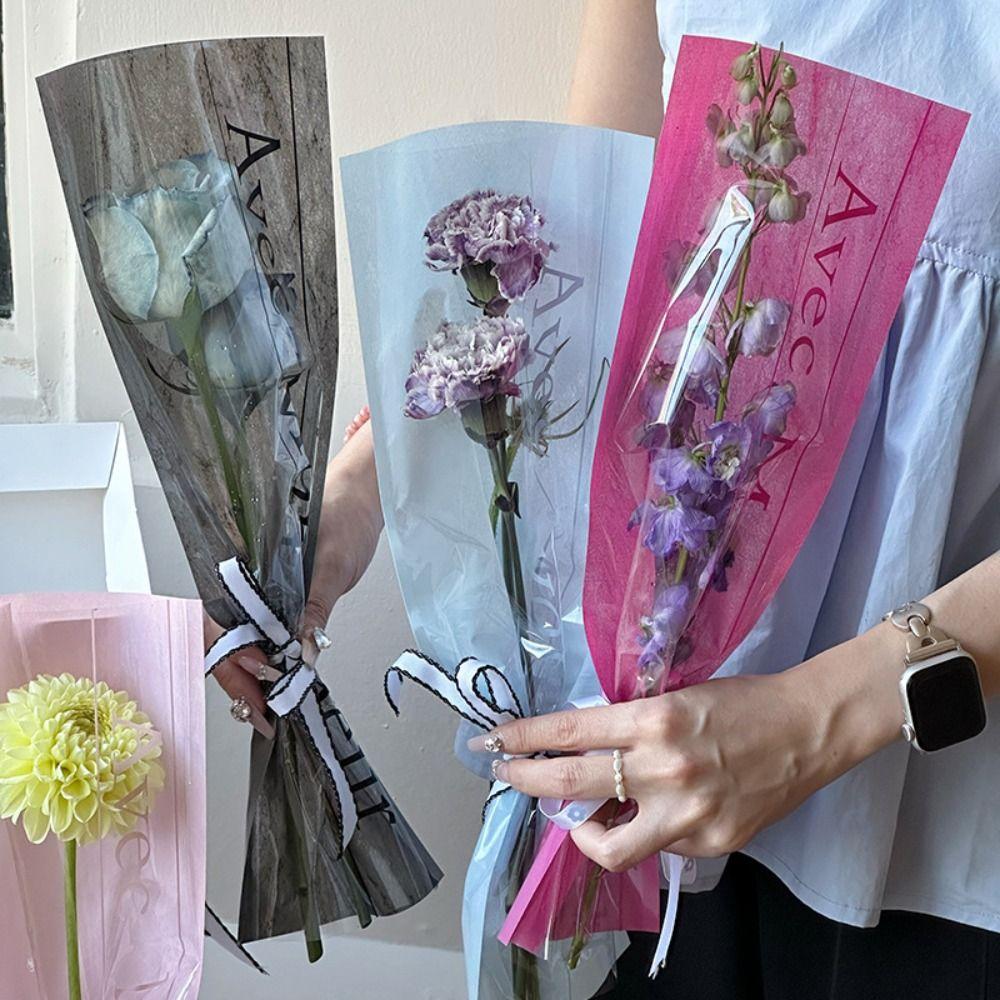 20PCS Waterproof Single Flower Packaging Bag Package Supplies Bouquet Packing Material Mother's Day