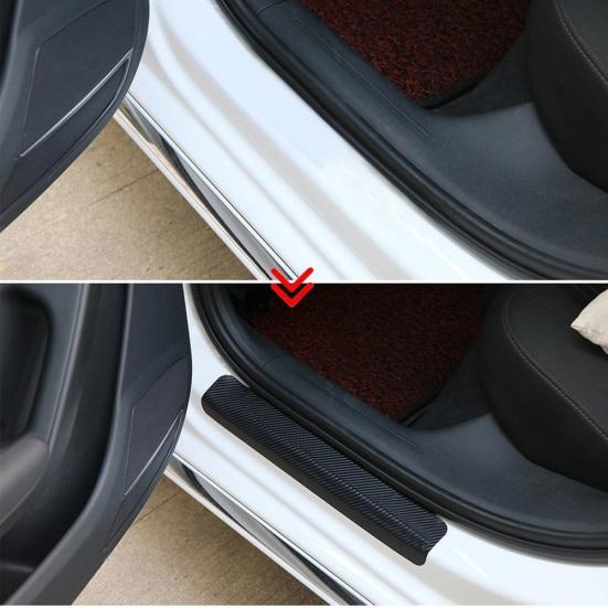 4Pcs 4D Carbon Fiber Авто Наклейки на пороги автомобиля против царапин Защитная крышка