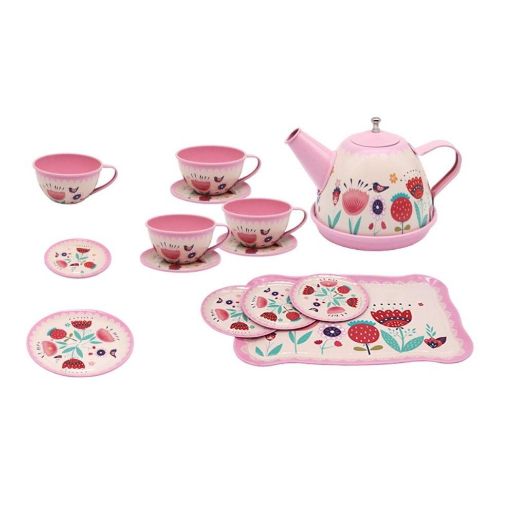 Tableware Simulation Tea Set Metal Material Afternoon Tea Pretend Play Teapot Kitchen Toy  Kids Toy