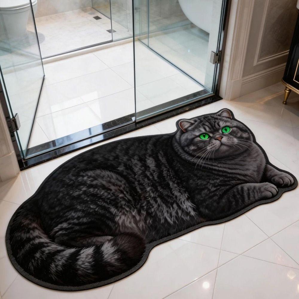 Super Absorbent Cute Cat Diatom Floor Mat Bedroom Door Small Rug Living Room Tea Table Bedside