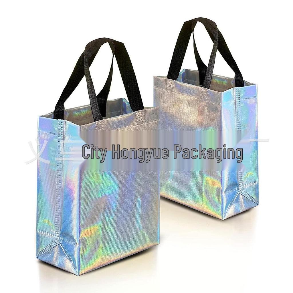 Большая радужная светоотражающая подарочная сумка-тоут с ручками – Сумка из нетканого материала для дней рождений