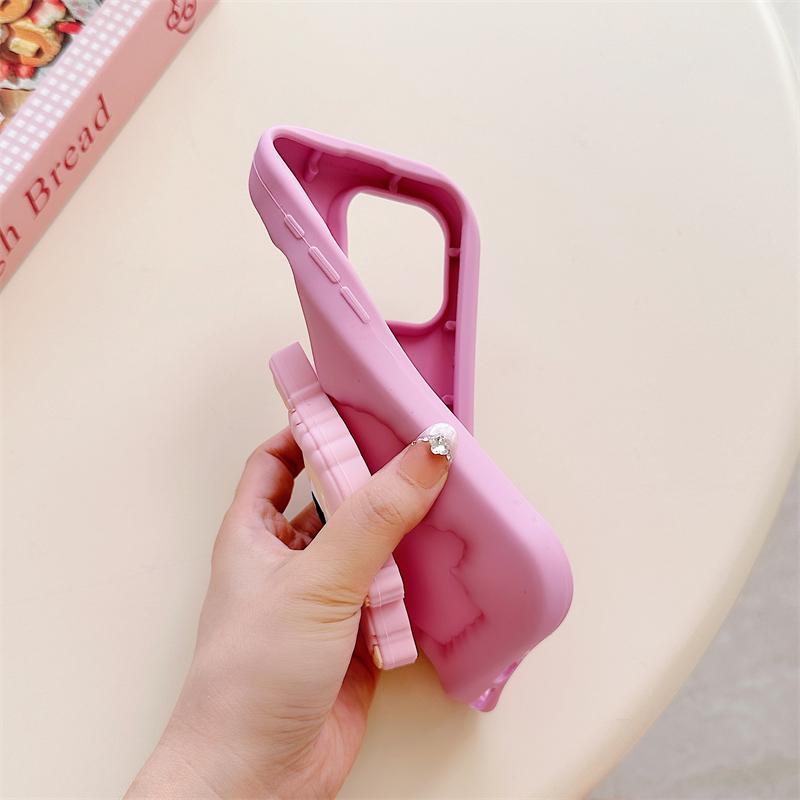 3D Милый Чехол-Держатель для Телефона для iPhone 17 16 15 14 13 12 11 Pro Max 16E Мягкий Силиконовый Чехол
