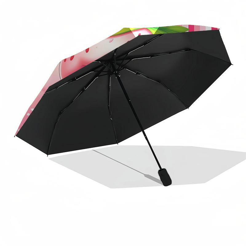 Strawberry Girl Themed Automatic Opening and Closing Umbrella, Compact Travel Umbrella, Lightweight and Portable, Suitable for Beach Commuti