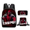 Student Deadpool 3pcs School Bag Backpack Lunch Bags Pencil Case Kids Gifts