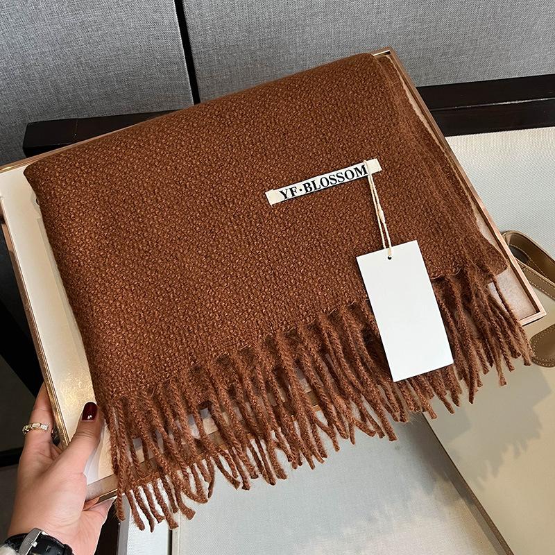 2023 New Fashionable Double Sided Imitation Cashmere Scarf, Warm Scarf for Autumn and Winter, Solid Color Couple Dual Use Shawl