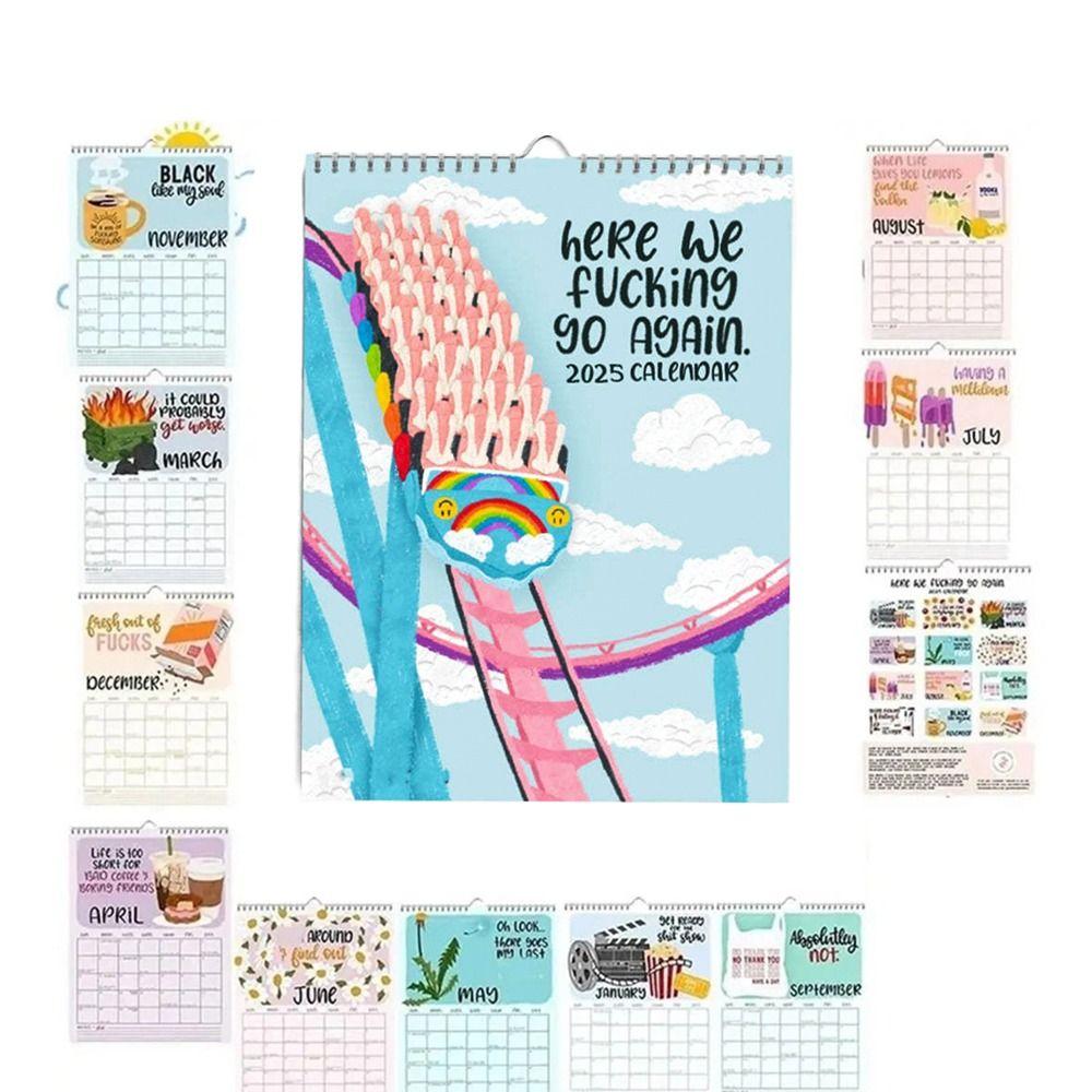 Ежемесячный календарь Here We Go Again 2025 Подвесной еженедельный органайзер Планировщик 2025 Настенный календарь Главная