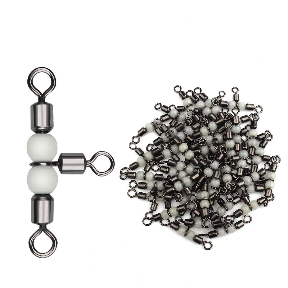 Connector Rolling Triple Fishing Connector Luminous Beads Solid Ring Fishing Tackle Fishing Swivel