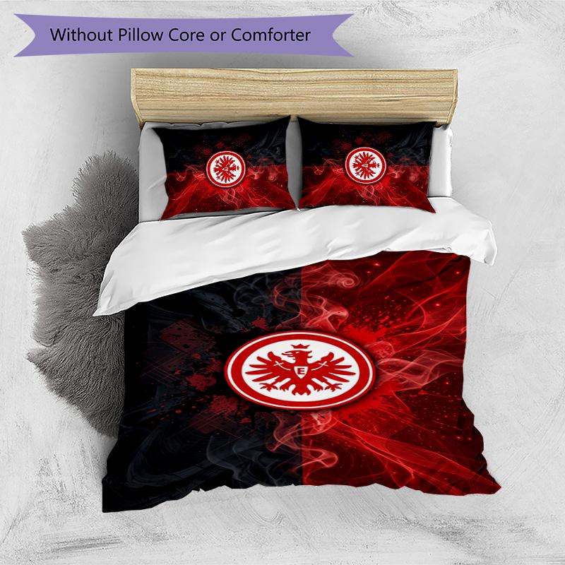 Eintracht Frankfurt Football Printed 3 Pieces Bedding Set, Comfortable Skin Friendly Bedroom Duvet Cover Set