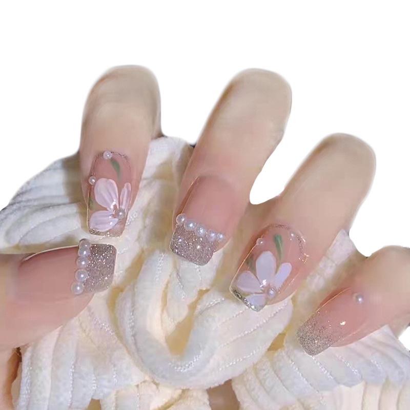Sweet Fairy Detachable Press-On Nails: Cute Blush Translucent Finished Nails for Girls