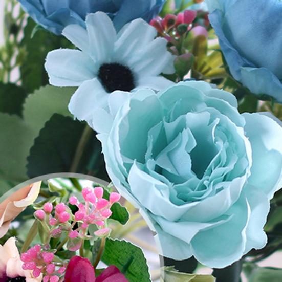 Имитация пиона Реалистичный искусственный букет с зелеными листьями и ветками