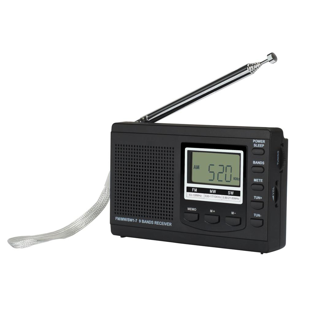 DC 5V Mini Portable Stereo Radio FM/MW/SW Full Band Receiver Digital Alarm Clock Music Player Loudspeaker Mini Radio