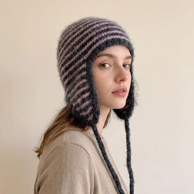 Plush Knitted Hat Rabbit Fur Ear Cap Cute Knit Cap Autumn