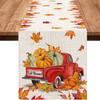 Осенние скатерти, льняные желто-оранжевые тыквы, грузовик, кленовый лист, деревенский дом, праздничный декор, домашняя кухня, вечеринка на открытом воздухе