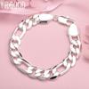 925 Sterling Silver 12mm Side Chain Bracelet Fashion Wedding Jewelry