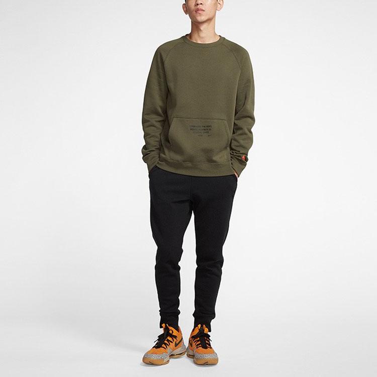 Nike LeBron Флисовая толстовка с длинным рукавом с круглым вырезом Мужские топы Зеленый BV3633-325