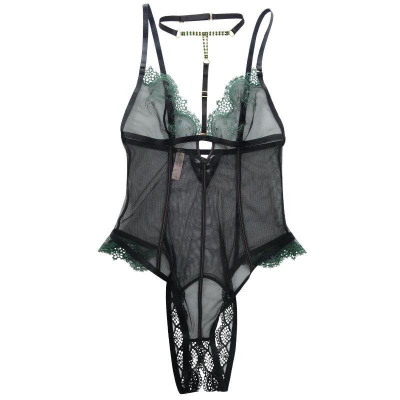 Ночная рубашка с подвязками из французского кружева и атласный комбинезон с дышащей тканью, Т-образной спинкой и воротником-стойкой