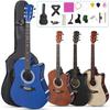 Акустическая гитара Moon River, 38 дюймов, гитара для начинающих, набор из 17 предметов, удобная для переноски, включает в себя гитару, мягкую гитару, руководство для студентов