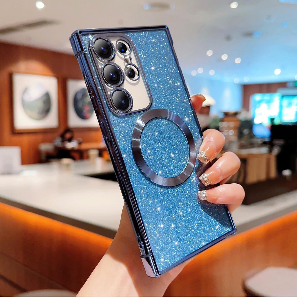 For Samsung Galaxy S23 Ultra Case Electroplating Glitter TPU Clear Phone Cover Magnetic Case