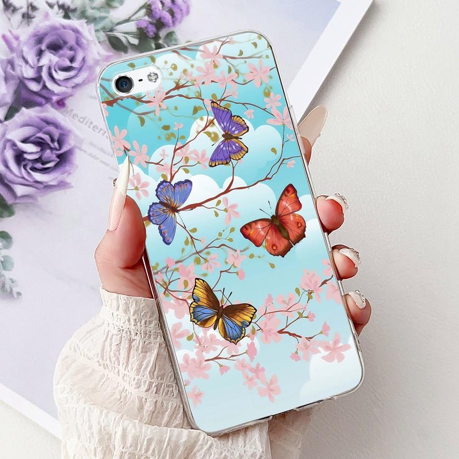 Для Apple iPhone 5 5S Чехол iPhoneSE Роскошный Чехол с Рисунком Цветов Мягкий Силиконовый Чехол для Телефона Для iPhone SE 2020 2022 iPhone5 Fundas