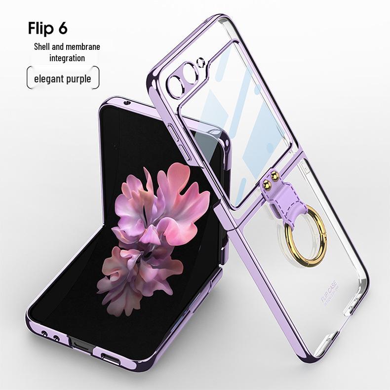 Чехол для складного телефона Samsung Z Flip6 со встроенным кольцом и защитной пленкой