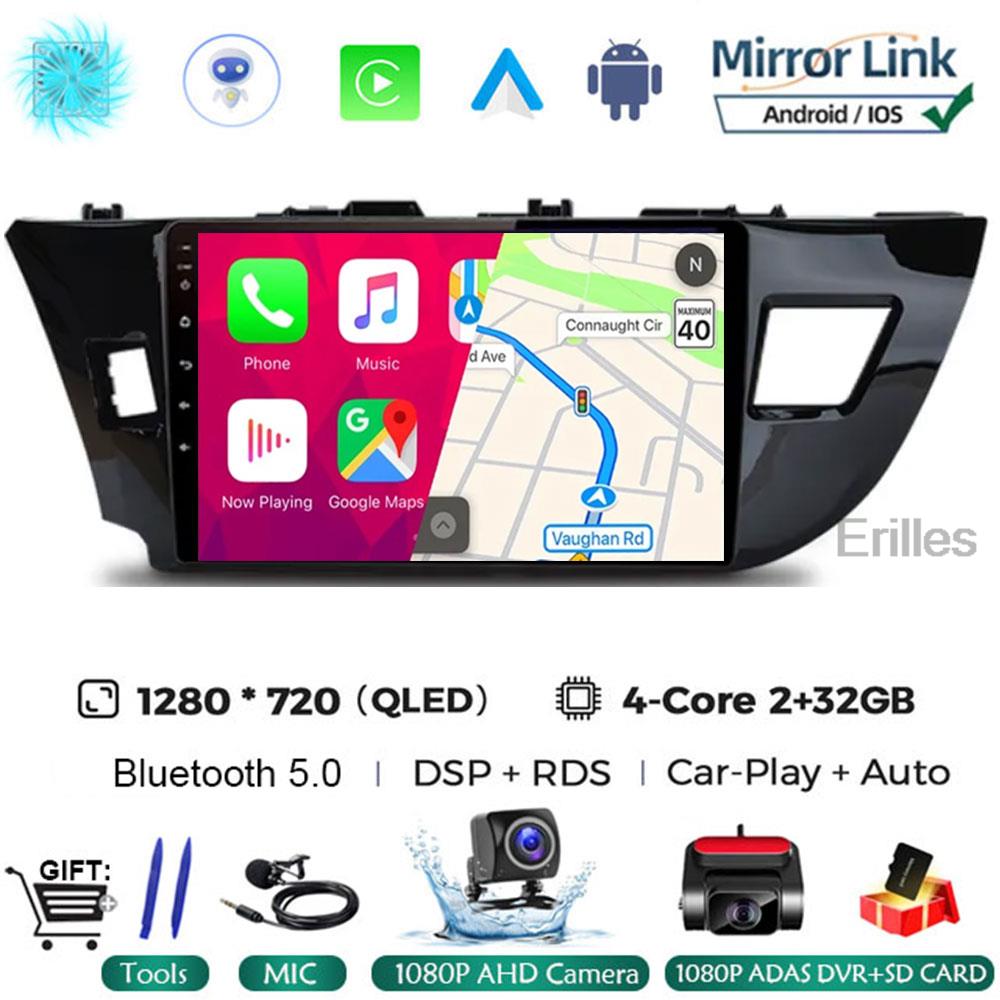 Android 14 2 Din автомобильный радиоприемник для Toyota Corolla Ralink 2014 - 2016 Мультимедийный видеоплеер Навигация MP5 Стерео Carplay Головное устройство