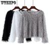 Pullover Fringe Top Autumn and Winter Loose Round Neck Bright Silk Long-sleeved T-shirt Bottoming Shirt