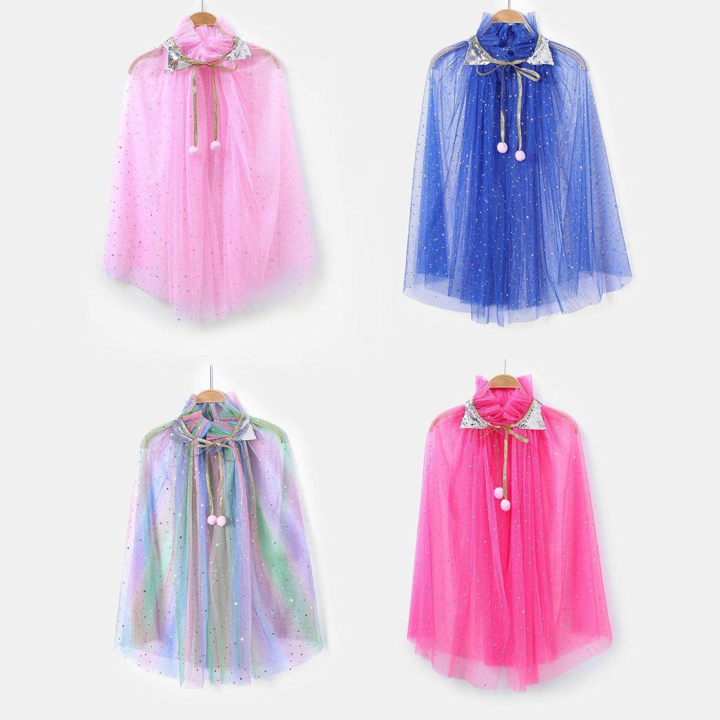 Elsa Frozen Princess Snowflake Cape for Kids - Birthday & Stage Performance Veil